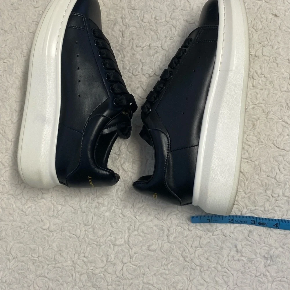 ALEXANDER MCQUEEN BLACK LEATHER OVERSIZED SNEAKERS WOMENS SIZE 6 (36) - Picture 10 of 12